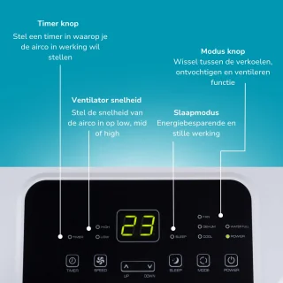 Lifetime Air Mobiele Airco 8000BTU Met Afstandsbediening