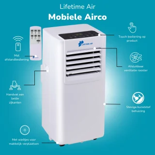 Lifetime Air Mobiele Airco 8000BTU Met Afstandsbediening