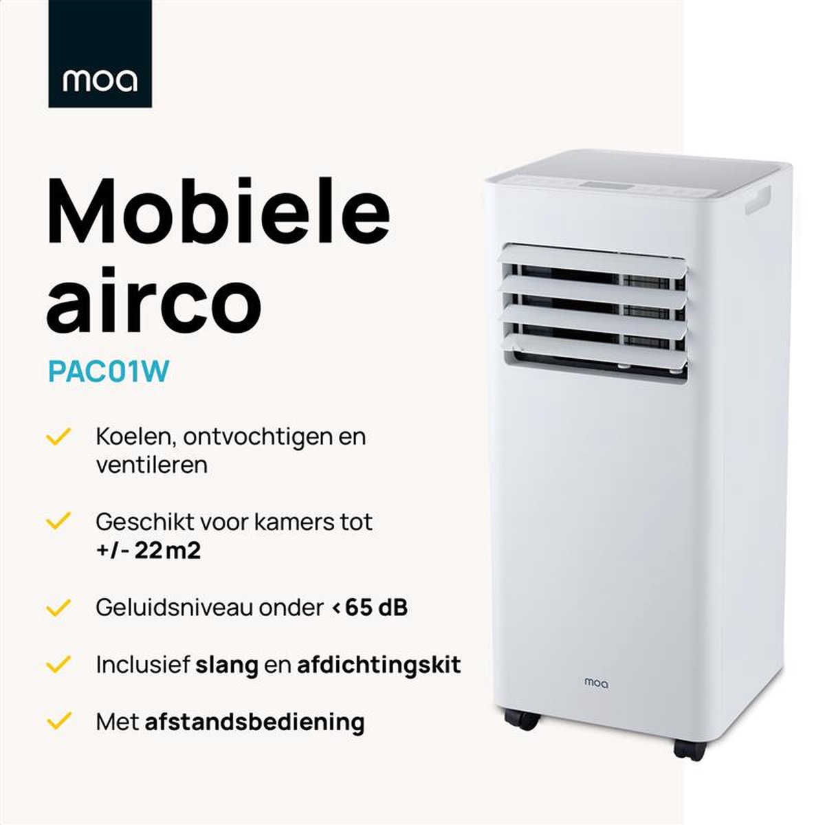 MOA Mobiele Airco 7000 BTU Wit Met Afstandsbediening