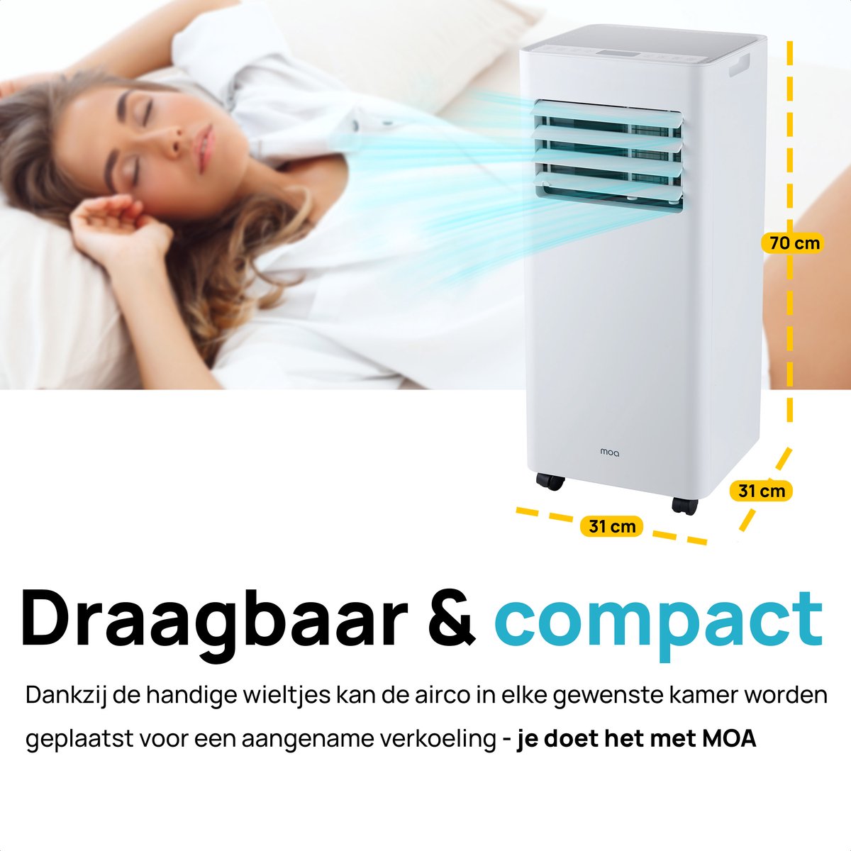 MOA Mobiele Airco 7000 BTU Wit Met Afstandsbediening
