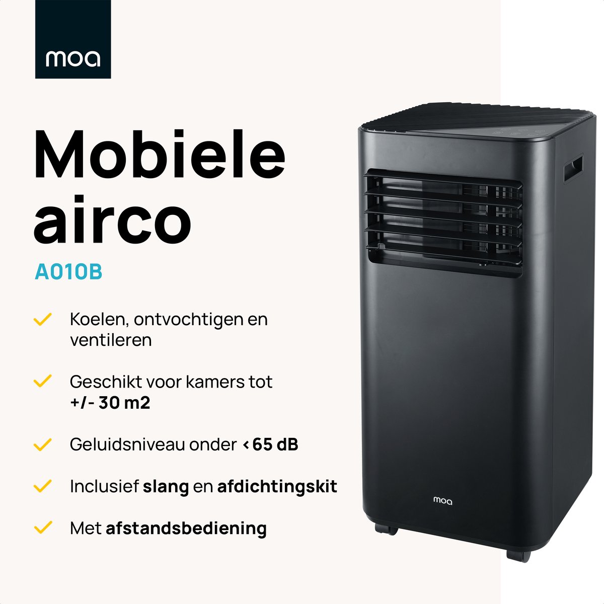 MOA Mobiele Airco 9.000 BTU Zwart