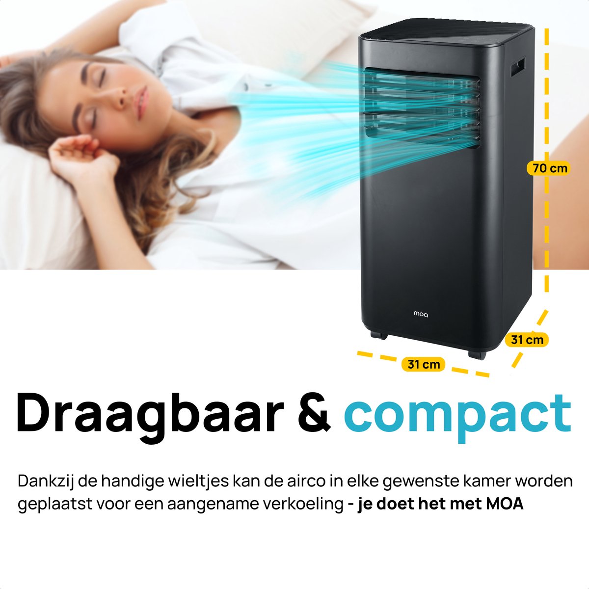 MOA Mobiele Airco 9.000 BTU Zwart