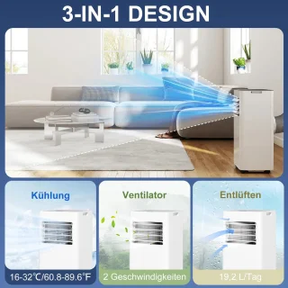 Mobiele Airco 3-in-1 7000 BTU Wit