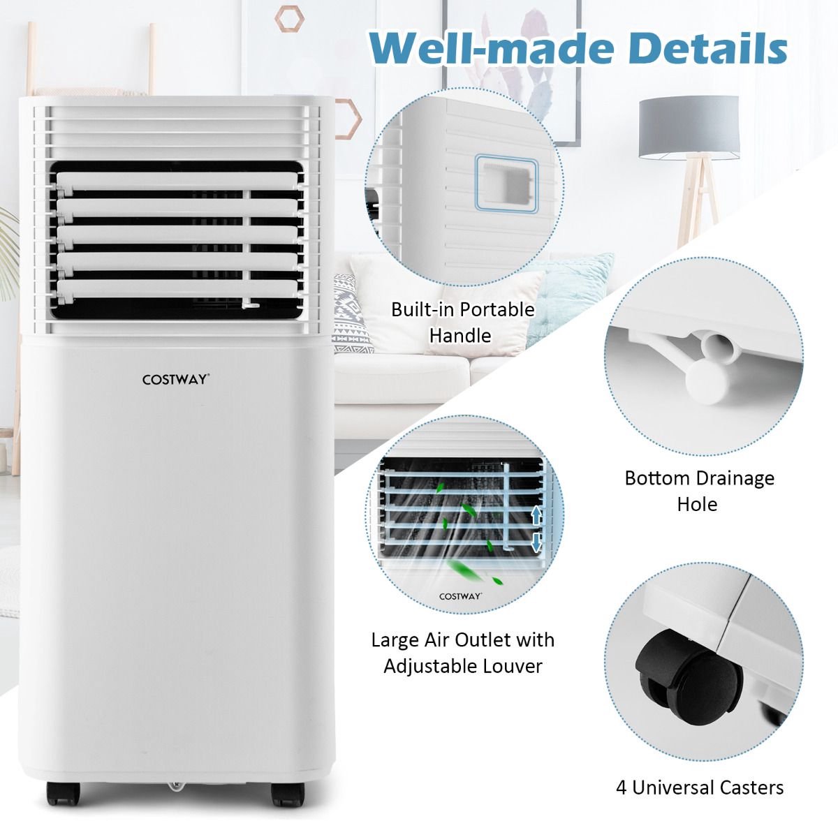 Mobiele Airco 4-in-1 9000 BTU met Afstandsbediening