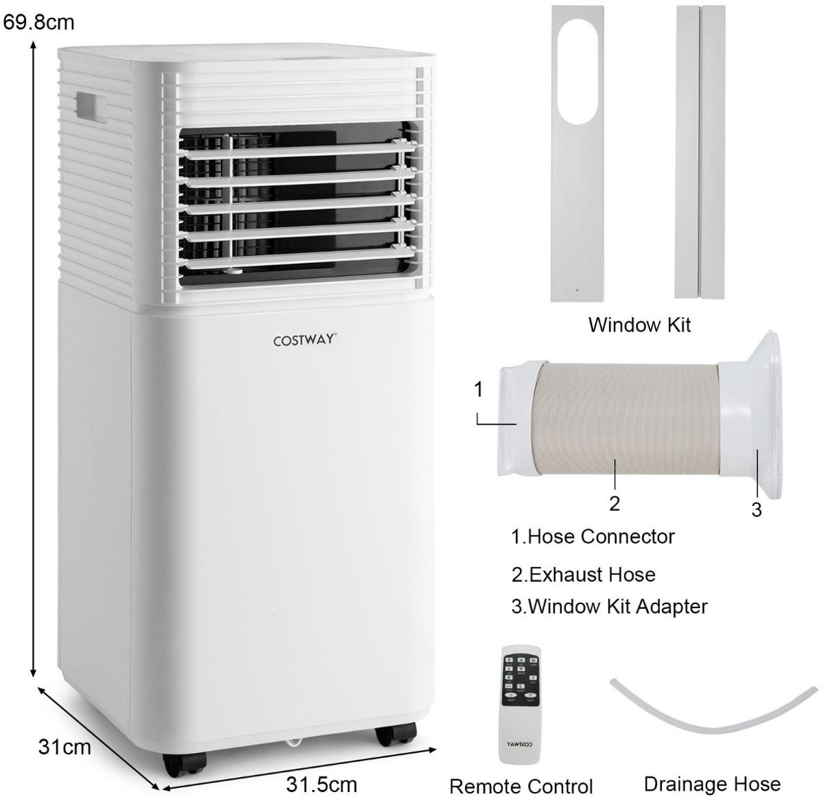 Mobiele Airco 4-in-1 9000 BTU met Afstandsbediening
