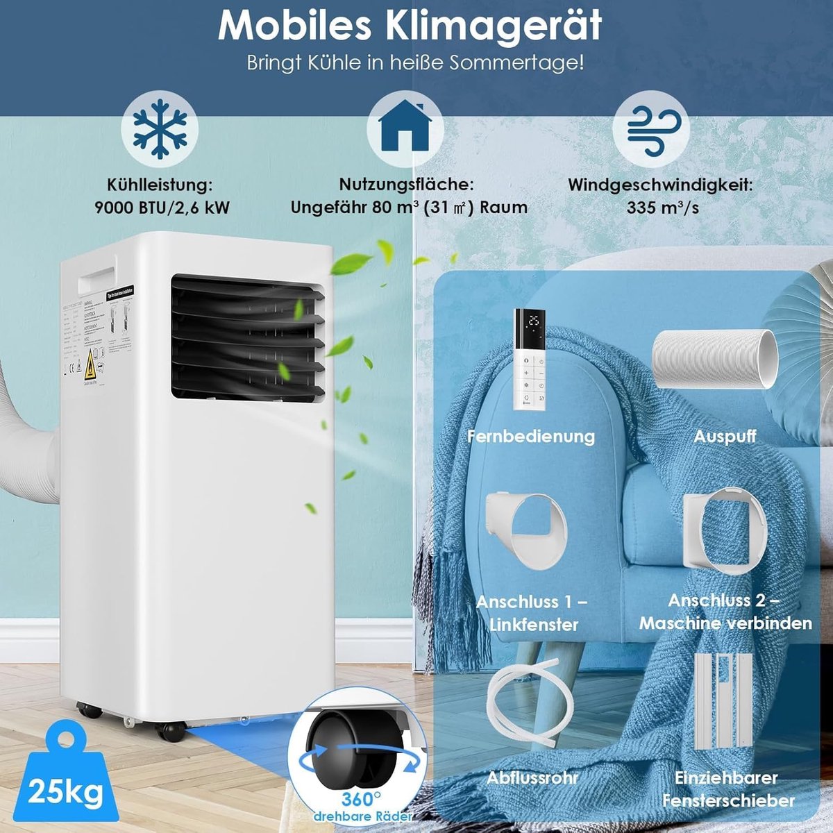 Mobiele Airco Wit Zonder Afvoerslang