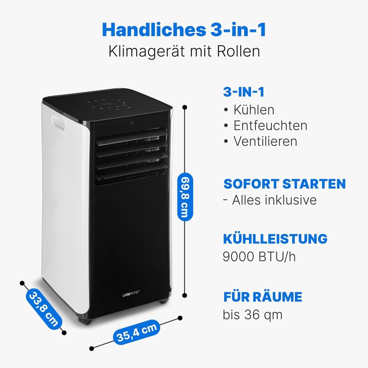 Mobiele Airco Zwart Wit Zonder Afvoerslang