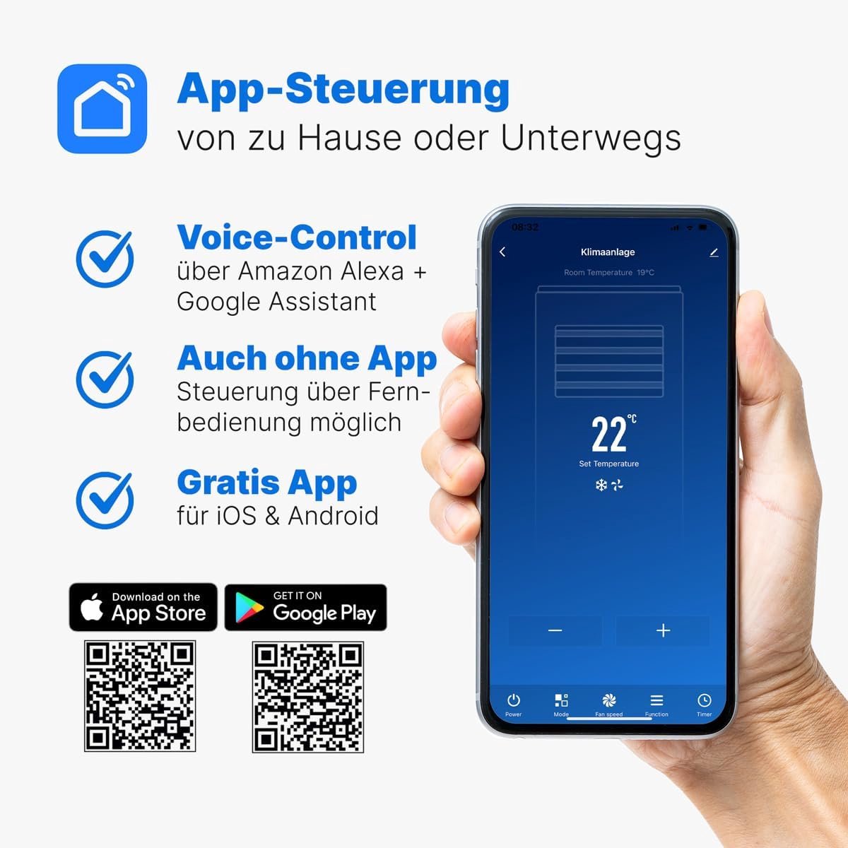 Mobiele Airco Zwart Wit Zonder Afvoerslang