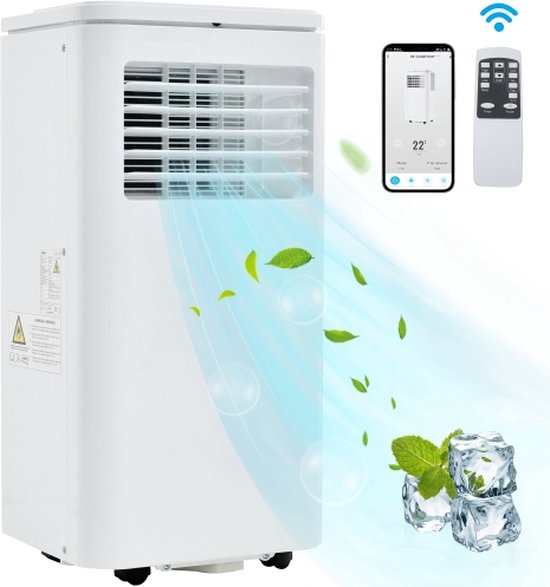 Mobiele airconditioner 9000 BTU, 2,5 kW met afstandsbediening en app-bediening