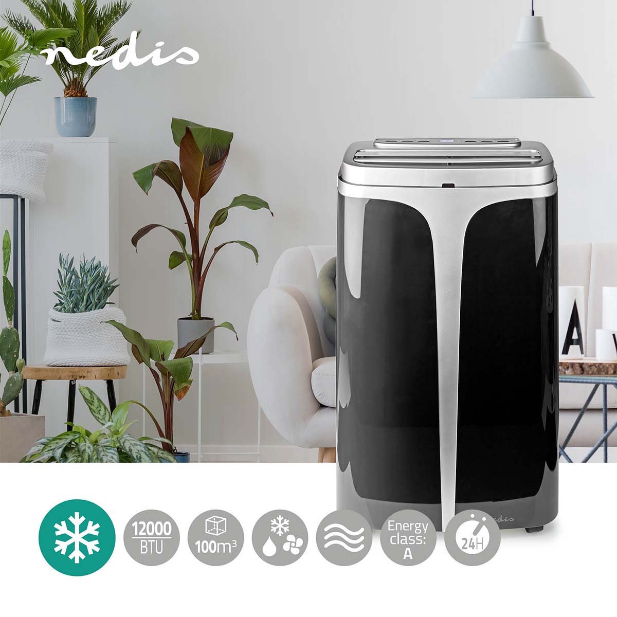 Nedis Mobiele Airconditioner 12000 BTU Grijs/Zwart