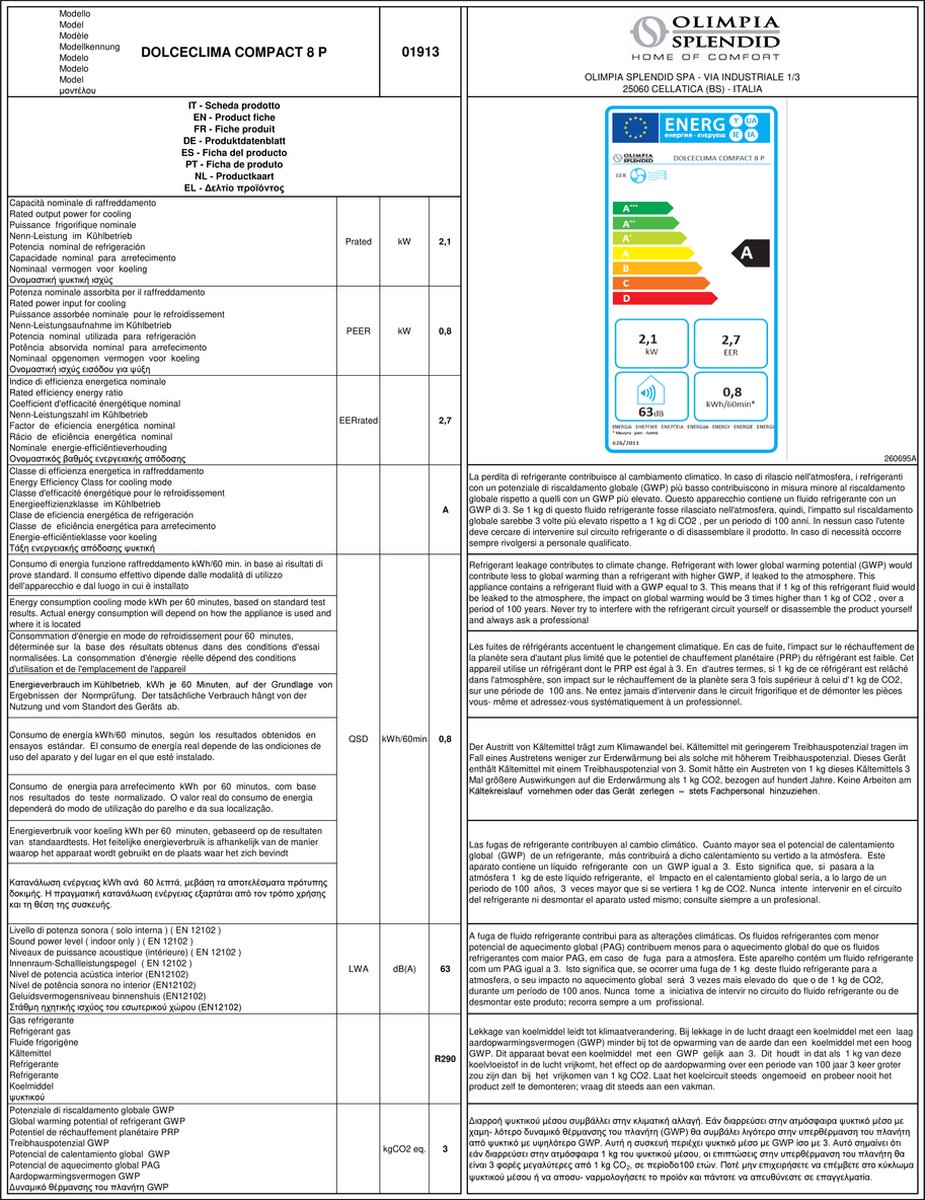 Wat vinden we goed aan de Olimpia Splendid Dolceclima Compact 8 P mobiele airco