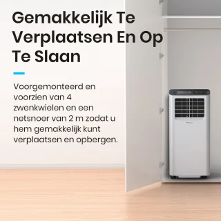 Pro Breeze Mobiele Airco 9000 BTU WiFi Wit
