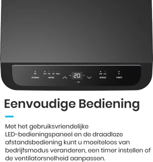 Pro Breeze Mobiele Airco 9000 BTU WiFi Wit
