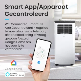 Pro Breeze Mobiele Airco 9000 BTU WiFi Wit