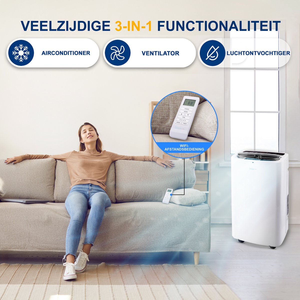 SereneLife 3-in-1 Mobiele Airco 13.000 BTU