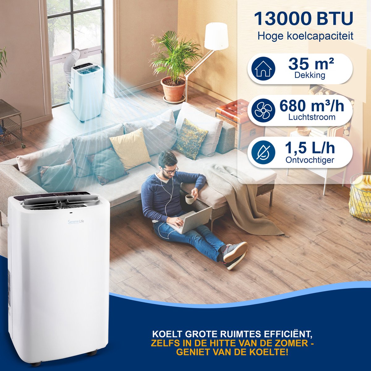 SereneLife 3-in-1 Mobiele Airco 13.000 BTU