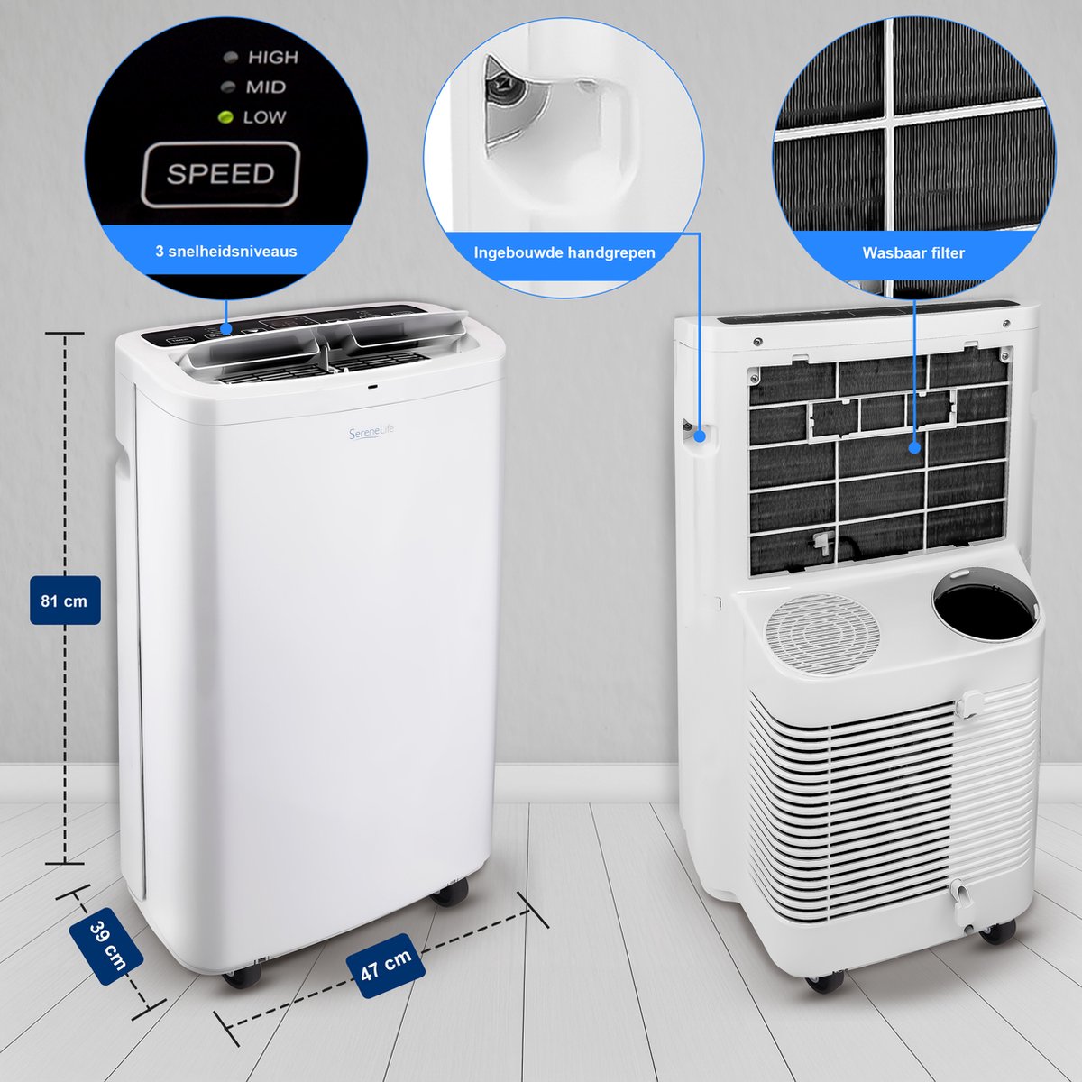 SereneLife 3-in-1 Mobiele Airco 13.000 BTU