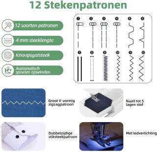 Wat vinden we goed aan de Naaimachine - 12 Steken - LED Verlichting - Voetpedaal - Naaimachine kinderen - Hobby & Creatief - Wit