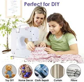 Draagbare Naaimachine met Lade - 12 Naaiprogramma's - Complete Naai- en Pedaalset - Ideaal voor Beginners en Dagelijks Gebruik - Paars