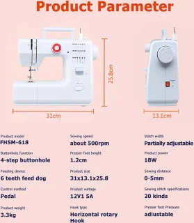 Naaimachine 20 steken mini-naaimachine voor beginners met voetpedaal - multifunctioneel - elektrisch - huishoudnaaimachine - inclusief naaiset - 11 stuks naaivoetjes