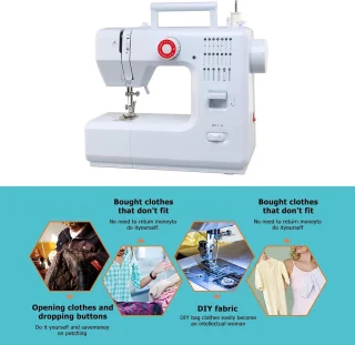 Naaimachine 20 steken mini-naaimachine voor beginners met voetpedaal - multifunctioneel - elektrisch - huishoudnaaimachine - inclusief naaiset - 11 stuks naaivoetjes
