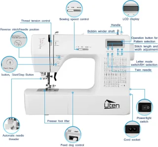 Elektronische Naaimachine met Vrije Arm en 200 Steken - Ideaal voor Beginners en Professionals