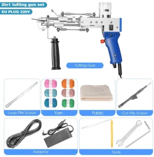 TrendWave Elektrische 2-in-1 Tufting Gun Beginnerspakket – Met Tapijt Trimmer & Stof – DIY Tapijtmachine – Massaal Tuften Gun