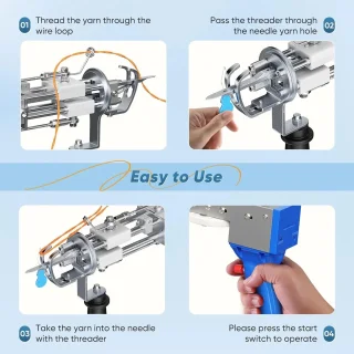 TrendWave Elektrische 2-in-1 Tufting Gun Beginnerspakket – Met Tapijt Trimmer & Stof – DIY Tapijtmachine – Massaal Tuften Gun