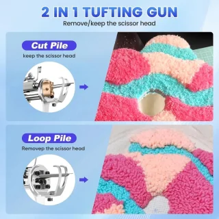 TrendWave Elektrische 2-in-1 Tufting Gun Beginnerspakket – Met Tapijt Trimmer & Stof – DIY Tapijtmachine – Massaal Tuften Gun