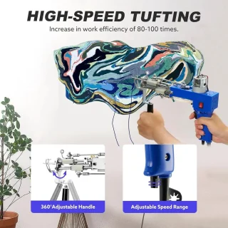 TrendWave Elektrische 2-in-1 Tufting Gun Beginnerspakket – Met Tapijt Trimmer & Stof – DIY Tapijtmachine – Massaal Tuften Gun