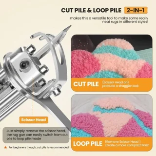 TrendWave Elektrische 2-in-1 Tufting Gun Beginnerspakket – Met Tapijt Trimmer & Stof – DIY Tapijtmachine – Massaal Tuften Gun