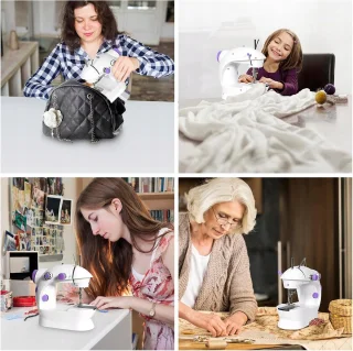 Mini elektrische naaimachine - Twee snelheden - Voetpedaal - Tweenaaldsysteem - Handmatige/automatische bediening - Inclusief bonusaccessoires - Perfect voor snelle reparaties en kleine naaiprojecten