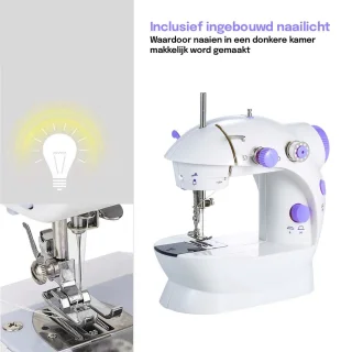 Mini Naaimachine Elektrische - Kleine Naaimachine - Compacte Naaimachine - Handnaaimachine Elektrisch - Wit/Paars