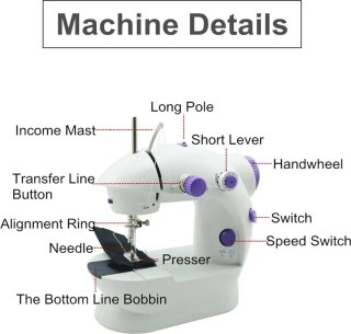 Wat vinden we goed aan de Mini Naaimachine - Draagbare Naaimachine - Met Naai Kit & Tafeltje - Compact - Wit/Paars - met Pedaal - Draadloos - Incl Draad - met Spoelen en Garen - LED Verlichting - Klein - voor Beginners - Gevorderden - Naaiapparaat