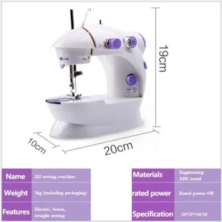 Mini Naaimachine - Draagbare Naaimachine - Met Naai Kit & Tafeltje - Compact - Wit/Paars - met Pedaal - Draadloos - Incl Draad - met Spoelen en Garen - LED Verlichting - Klein - voor Beginners - Gevorderden - Naaiapparaat