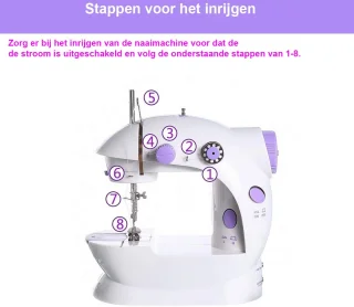 Miniatuur Naaimachine met Verlengtafel en Naaimachine Accessoires Katoenen Stof Twee Draden Dubbele Snelheid Dubbele Schakelaars Huishouden Kinderen Beginners Reizen Automatische Naaimachine