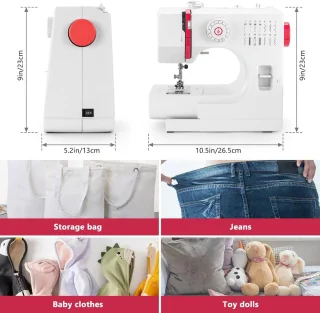 Draagbare Naaimachine voor Beginners - 14 Steekpatronen, Dual Gebruik, Ideaal voor Kleding en Meer
