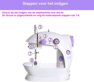 Miniatuur Naaimachine met Verlengtafel en Naaimachine Accessoires Katoenen Stof Twee Draden Dubbele Snelheid Dubbele Schakelaars Huishouden Kinderen Beginners Reizen Automatische Naaimachine