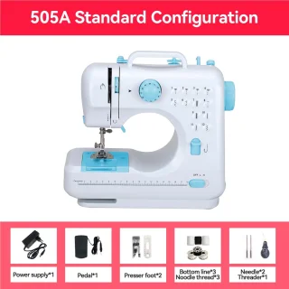 Creatorally Dubbeldraads Huishoudelijke Naaimachine - 12 steektypen - Sewing Machine Beginners Set - Electronische naaimachine - blauw - Naaiset