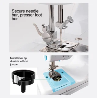 Creatorally Dubbeldraads Huishoudelijke Naaimachine - 12 steektypen - Sewing Machine Beginners Set - Electronische naaimachine - blauw - Naaiset