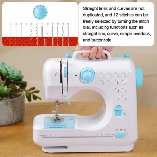 Creatorally Dubbeldraads Huishoudelijke Naaimachine - 12 steektypen - Sewing Machine Beginners Set - Electronische naaimachine - blauw - Naaiset