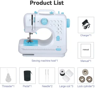 Creatorally Dubbeldraads Huishoudelijke Naaimachine - 12 steektypen - Sewing Machine Beginners Set - Electronische naaimachine - blauw - Naaiset