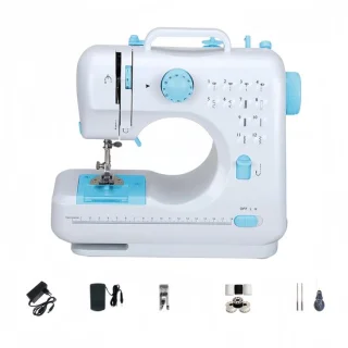Creatorally Dubbeldraads Huishoudelijke Naaimachine - 12 steektypen - Sewing Machine Beginners Set - Electronische naaimachine - blauw - Naaiset