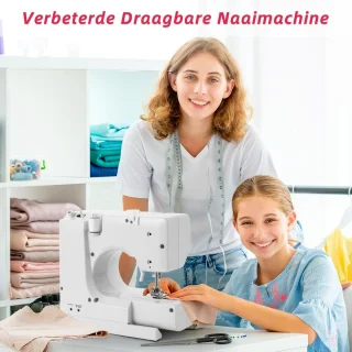 Naaimachine - 14 Steken - Dubbele draad stiksteek - Voetpedaal - Ingebouwde verlichting - Naaimachine kinderen - Wit