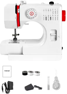 Naaimachine - 14 Steken - Dubbele draad stiksteek - Voetpedaal - Ingebouwde verlichting - Naaimachine kinderen - Wit
