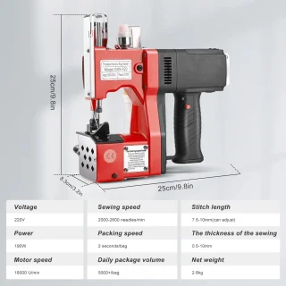 TrendWave Zakkensluiter – Draagbare Elektrische Zaksluiter – Automatisch geweven PP/Kraft papieren zak – Slangenhuid tas Plastic