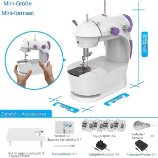 Naaimachine - Mini naaimachine - Draagbare en veelzijdige mini naaimachine met grote naaitafel - Eenvoudig te bedienen en praktisch