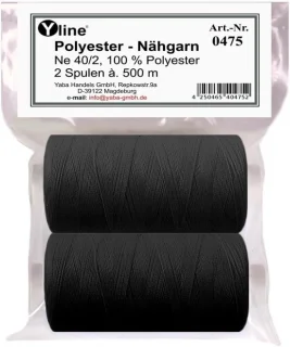 2 rollen zwart polyester naaigaren