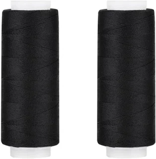 2x zwart polyester naaigaren 100m