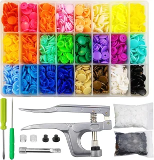 360x T5 kunststof drukknopen set 24 kleuren 12mm met tang